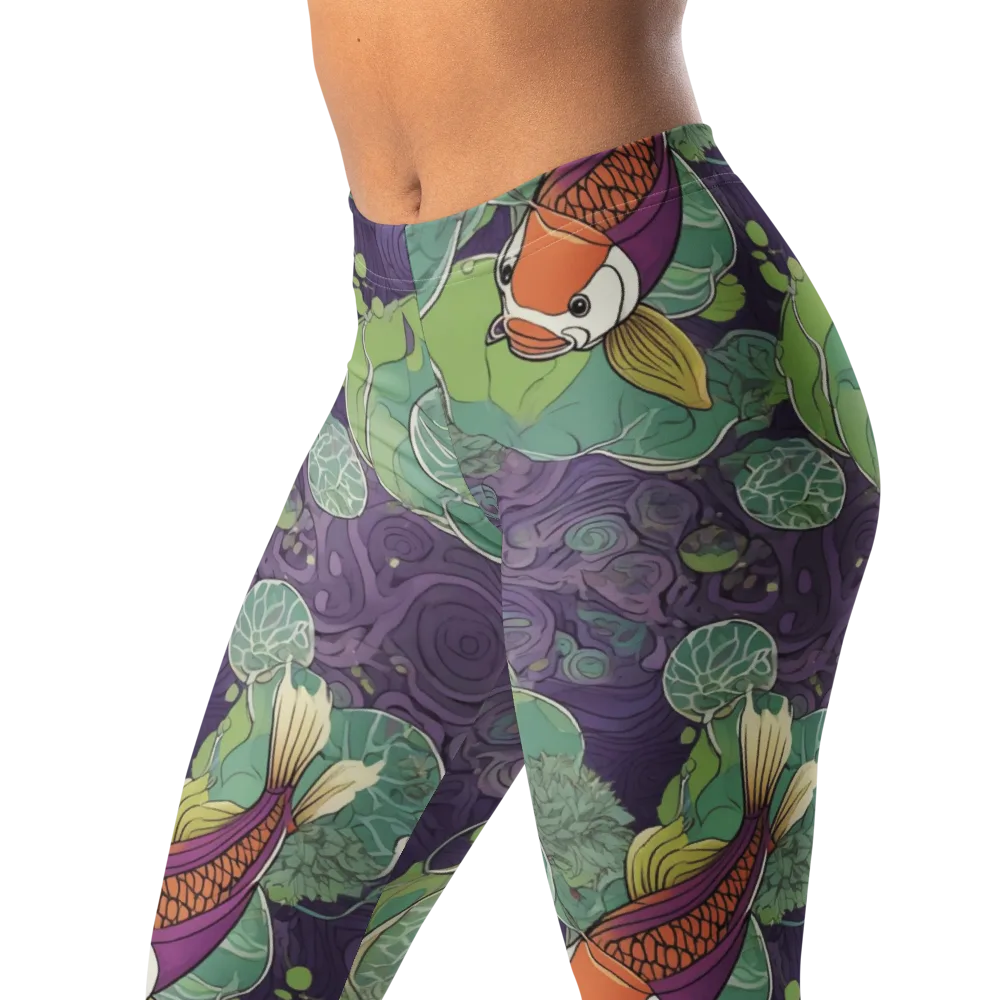Violet Koi Garden on Leggings — Left Front