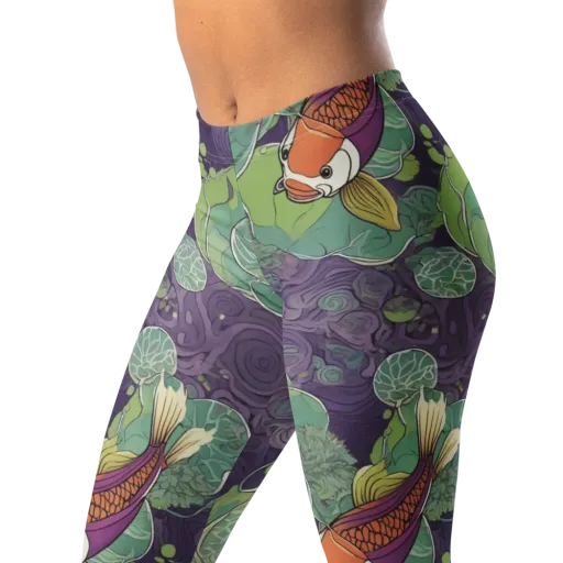 Violet Koi Garden on a Leggings