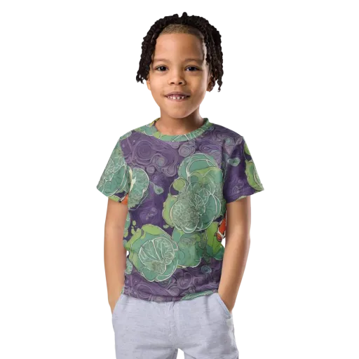 Violet Koi Garden on a Kids Crew Neck T-Shirt