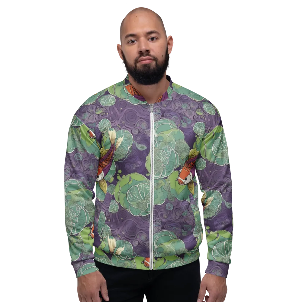Violet Koi Garden on Bomber Jacket — Front