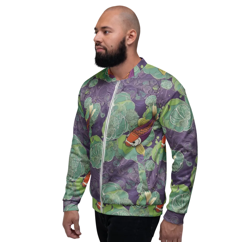 Violet Koi Garden on Bomber Jacket — Left