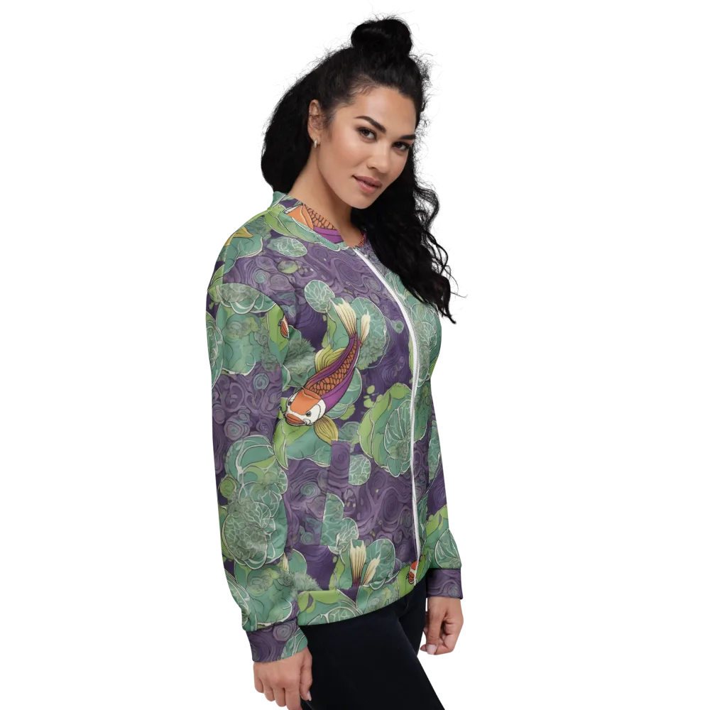 Violet Koi Garden on Bomber Jacket — Right