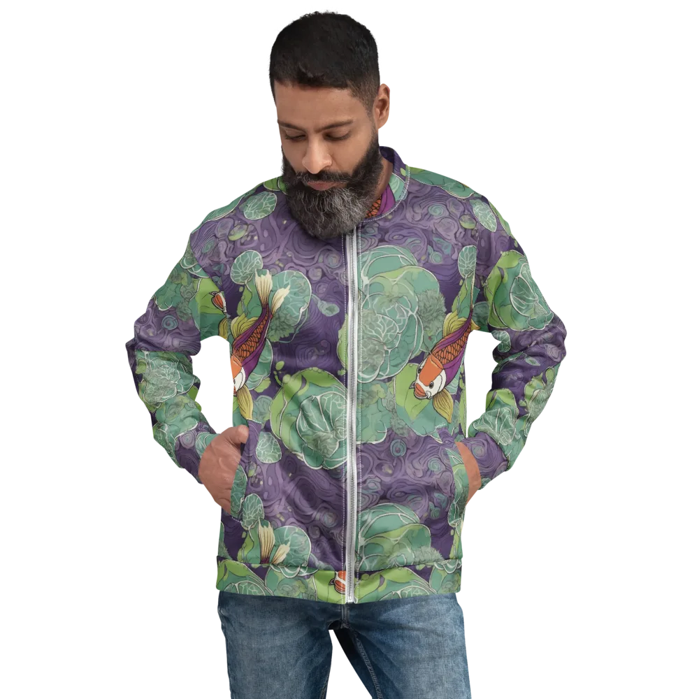 Violet Koi Garden on Bomber Jacket — Front