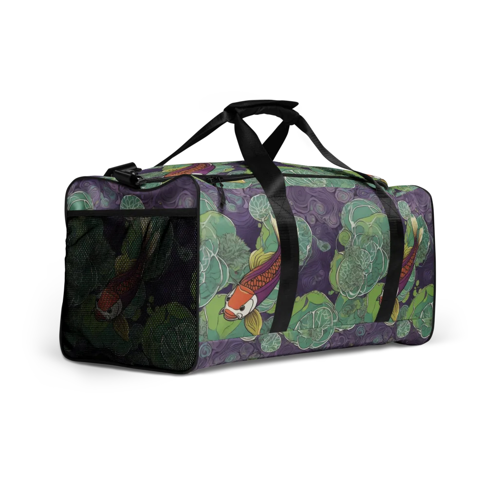 Violet Koi Garden on Duffle Bag — Right Front