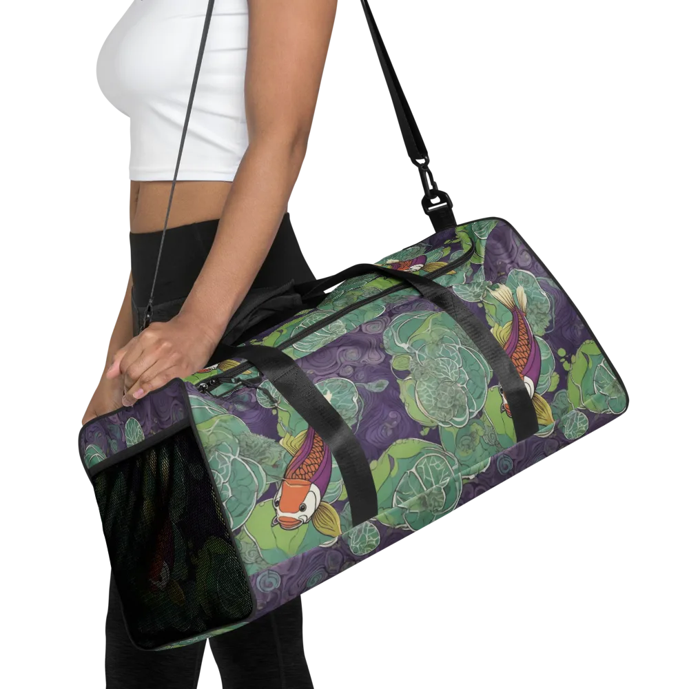 Violet Koi Garden on Duffle Bag — Front