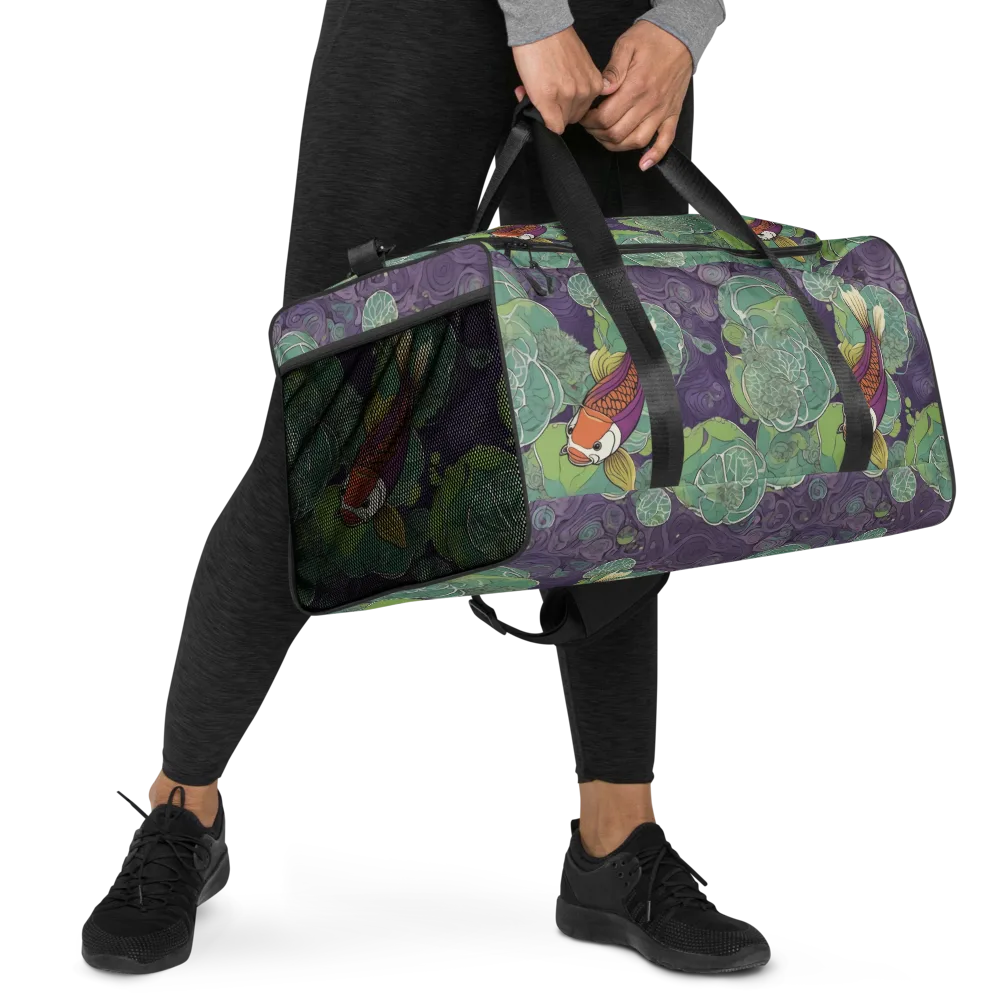 Violet Koi Garden on Duffle Bag — Right Front