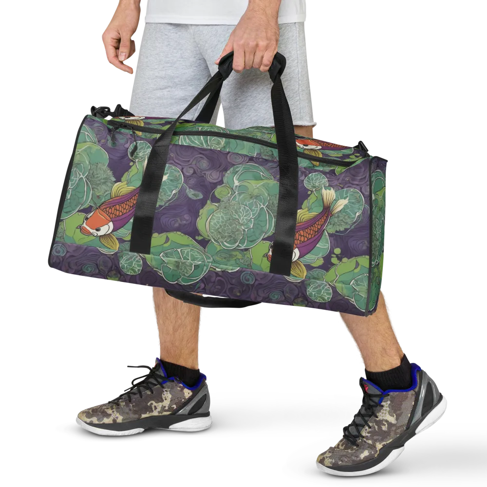 Violet Koi Garden on Duffle Bag — Front