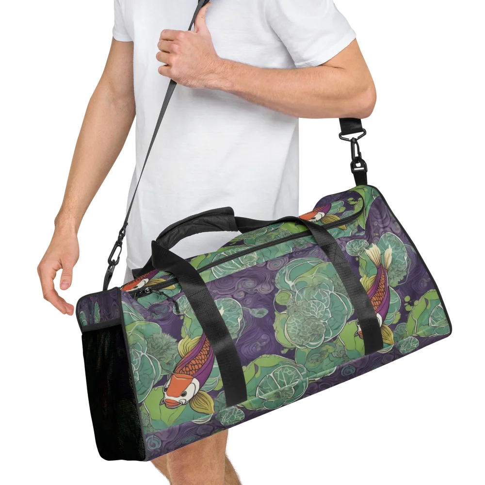 Violet Koi Garden on Duffle Bag — Right Front