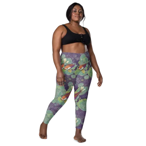 Violet Koi Garden on a Leggings with Pockets