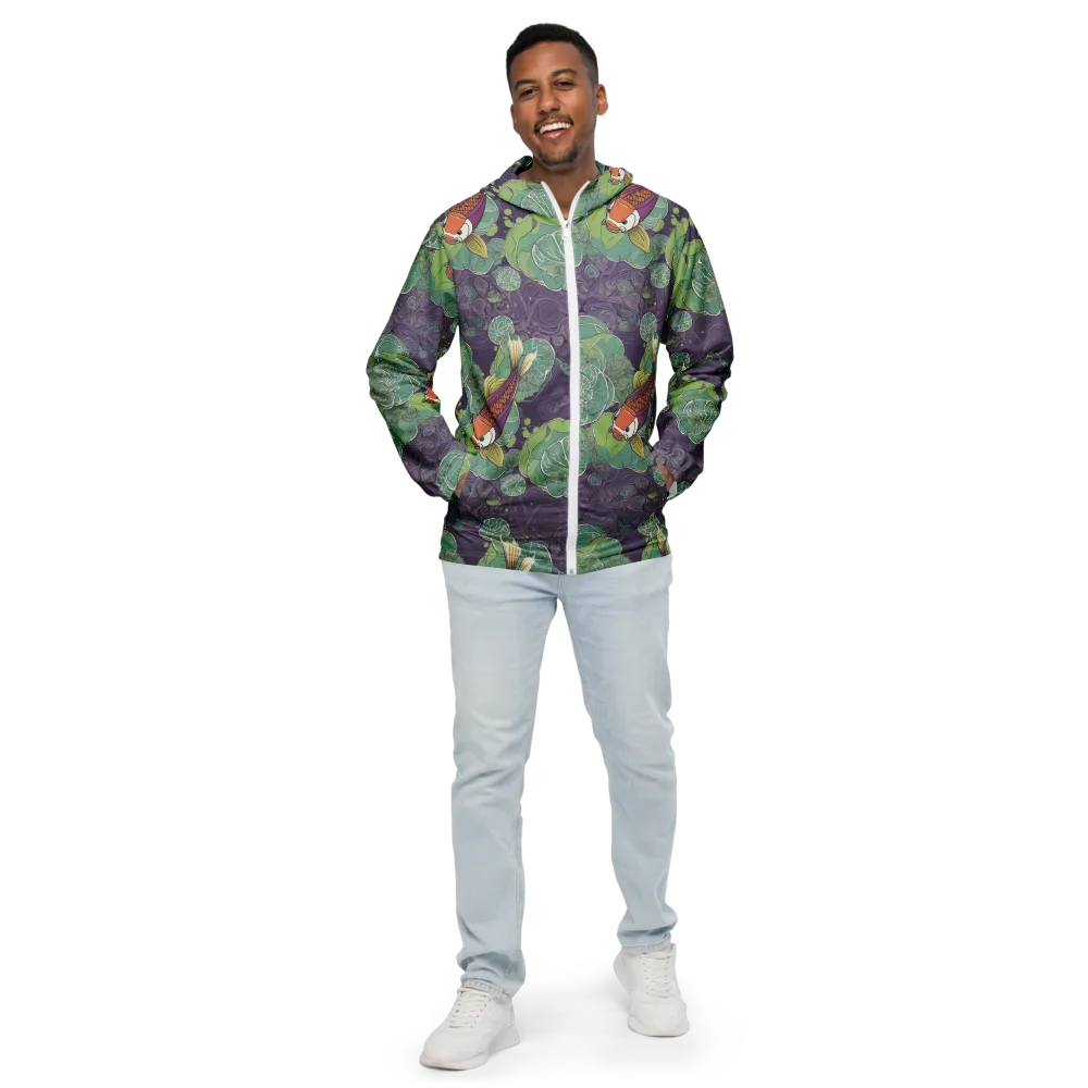 Violet Koi Garden on Men's Windbreaker — Front