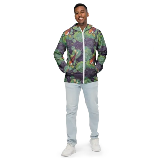 Violet Koi Garden on a Men's Windbreaker