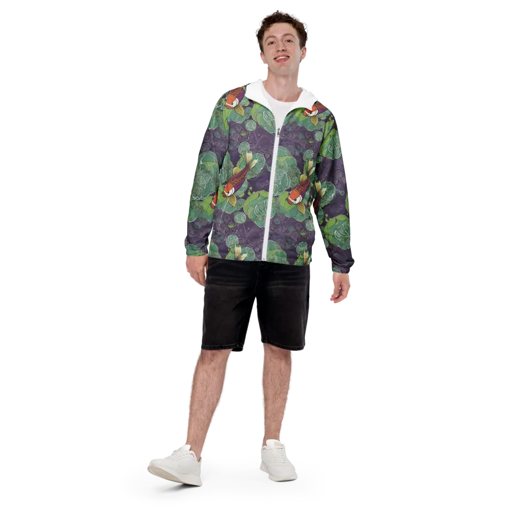 Violet Koi Garden on Men's Windbreaker — Front