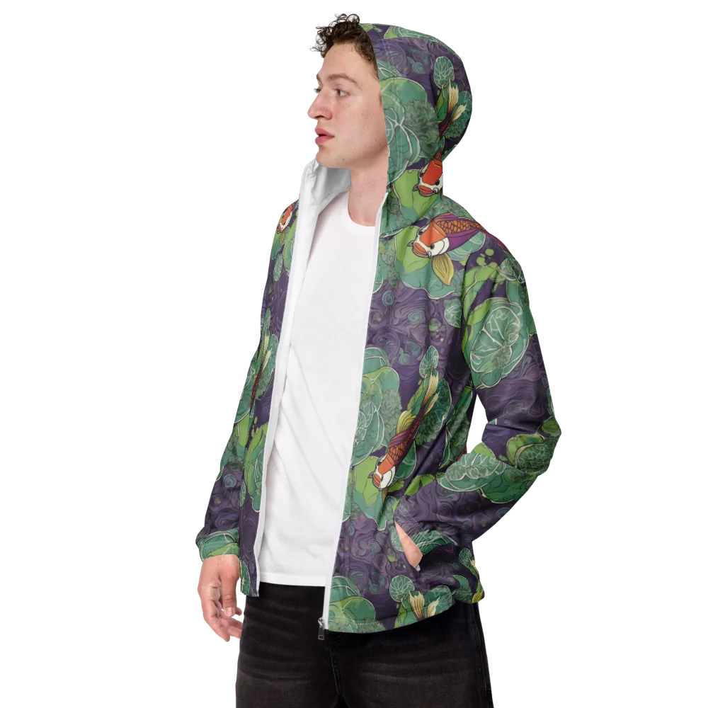 Violet Koi Garden on Men's Windbreaker — Left Front