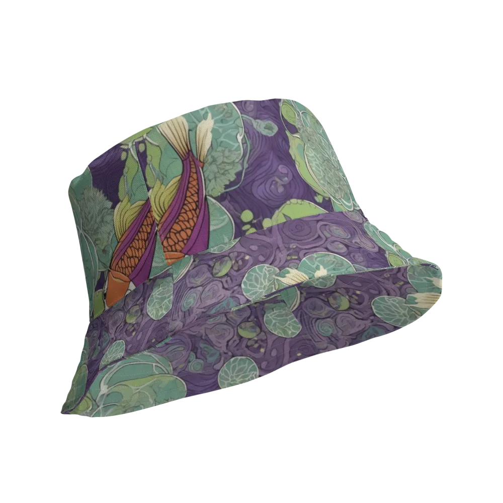 Violet Koi Garden on Reversible Bucket Hat — Product details Outside