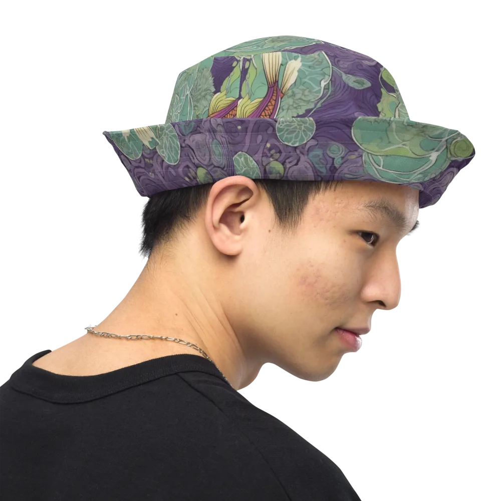 Violet Koi Garden on Reversible Bucket Hat — Right Outside