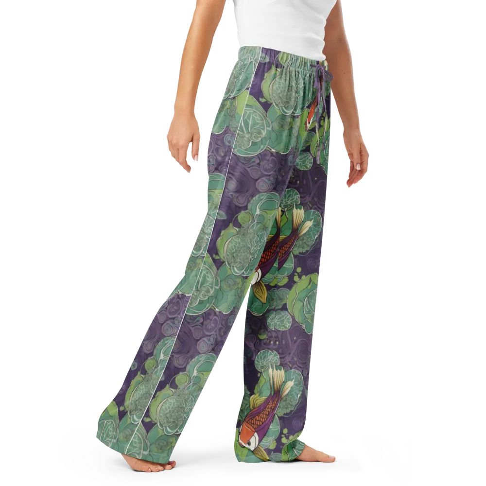 Violet Koi Garden on Women's Pajama Pants — Right Front