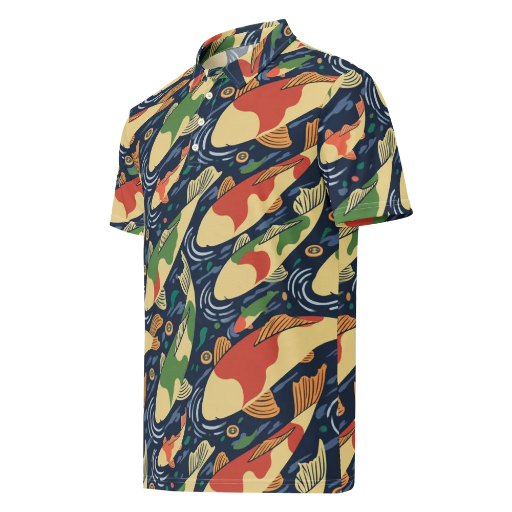 Carp in Motion on Men's Slim Fit Polo Shirt — Left Front