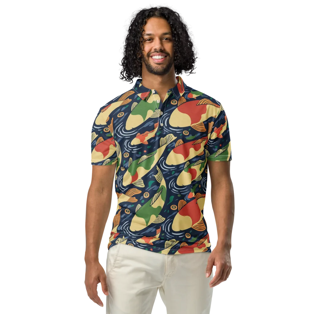 Carp in Motion on Men's Slim Fit Polo Shirt — Front