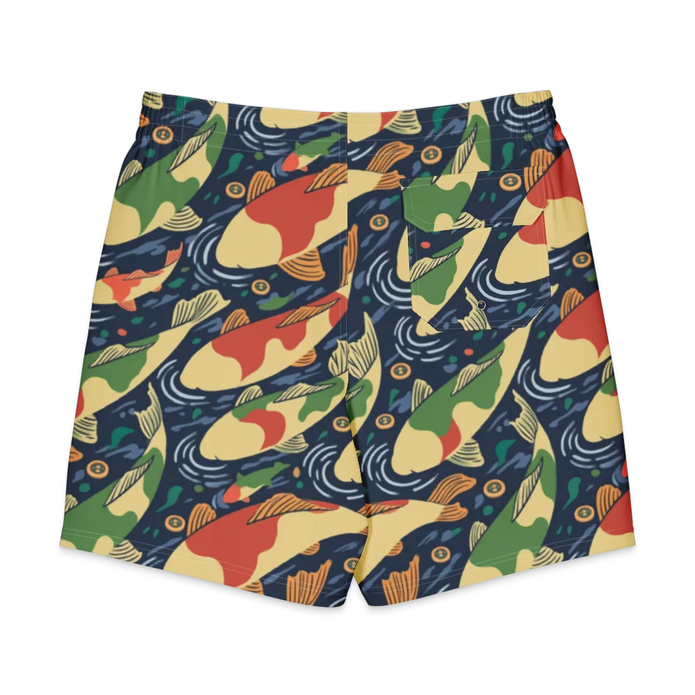 Carp in Motion on Men's Board Shorts — Back