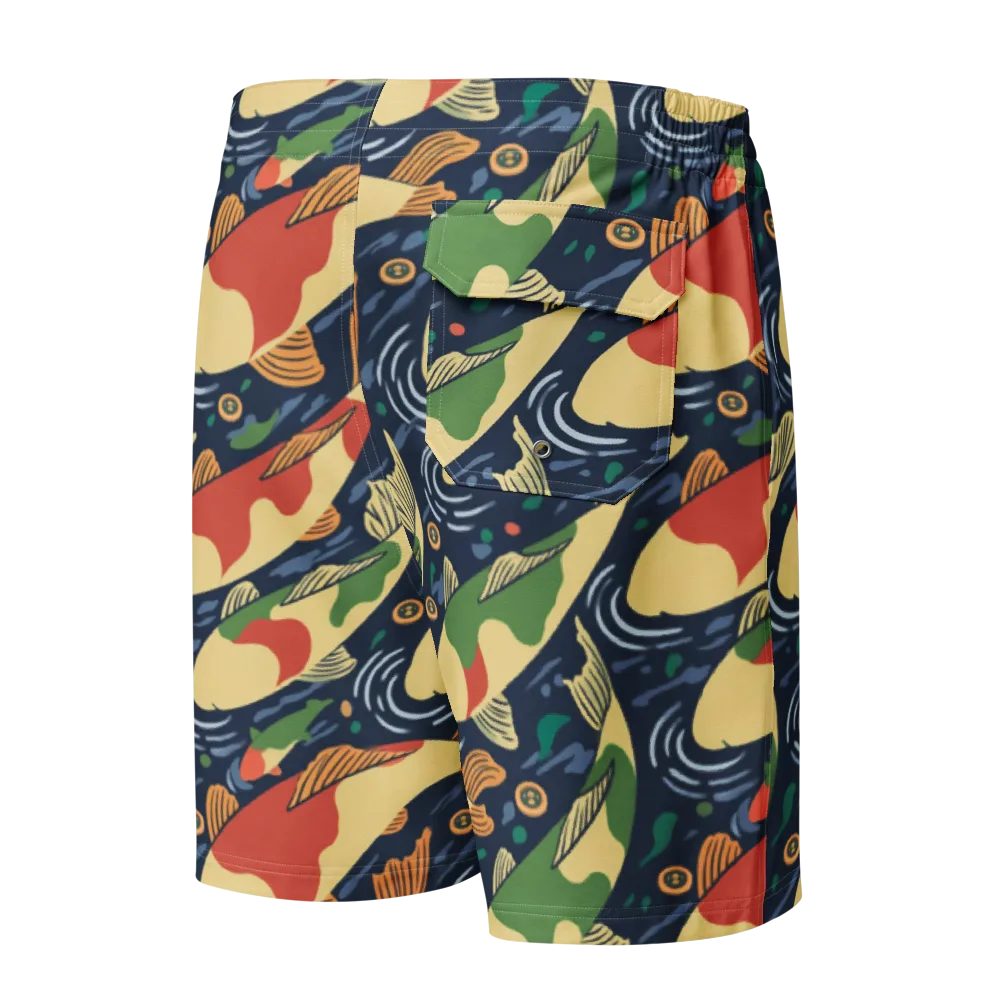 Carp in Motion on Men's Board Shorts — Back