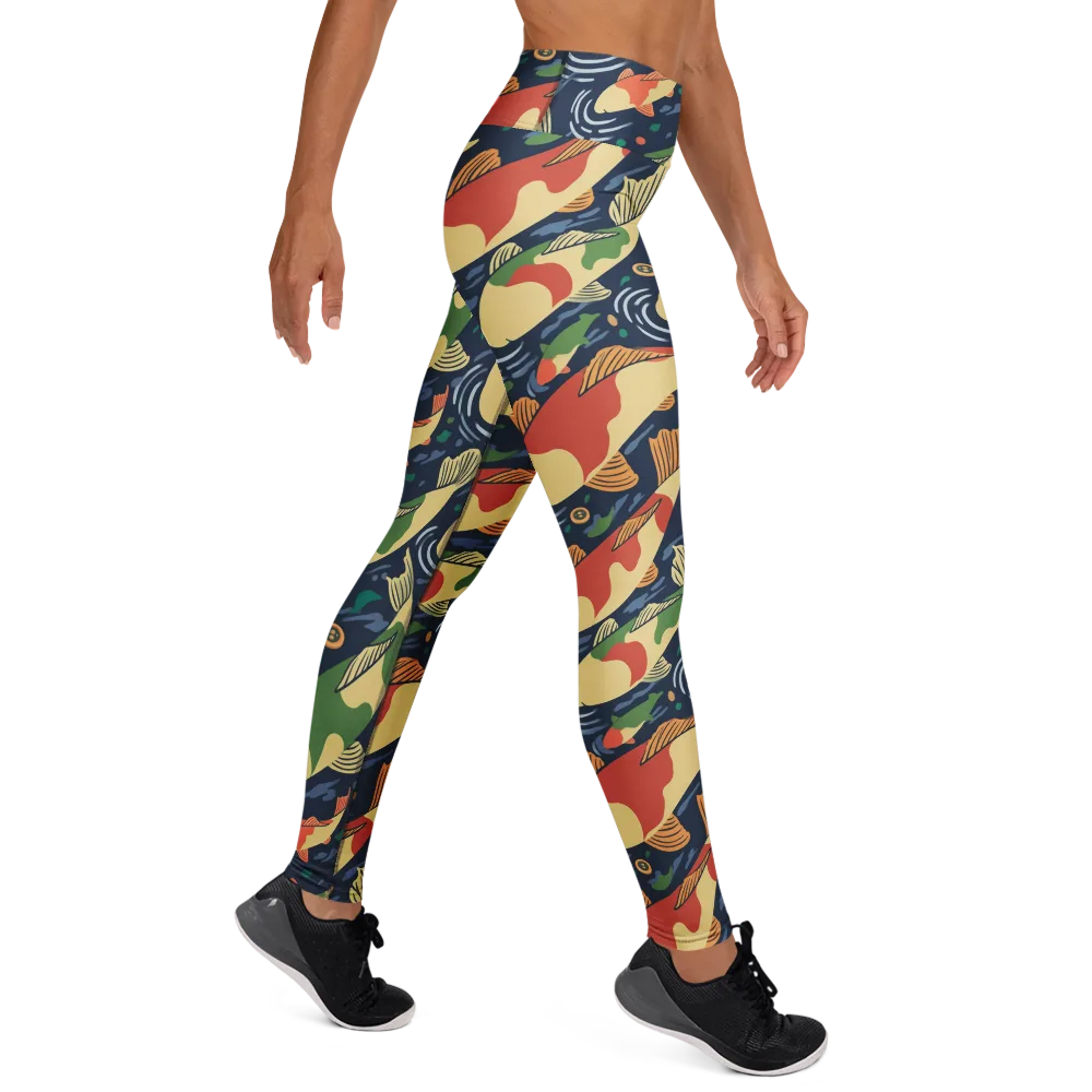 Carp in Motion on Yoga Leggings — Right