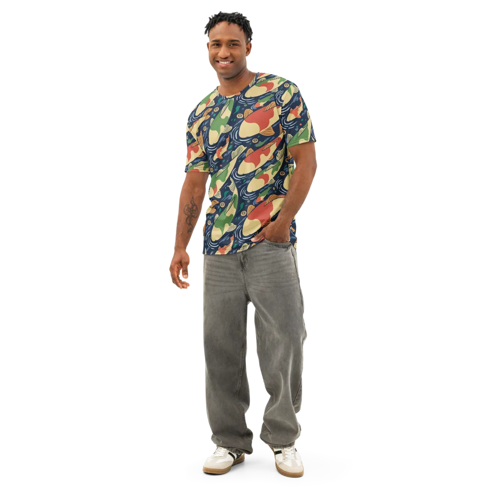 Carp in Motion on Men's Cotton Crew Neck T-Shirt — Front