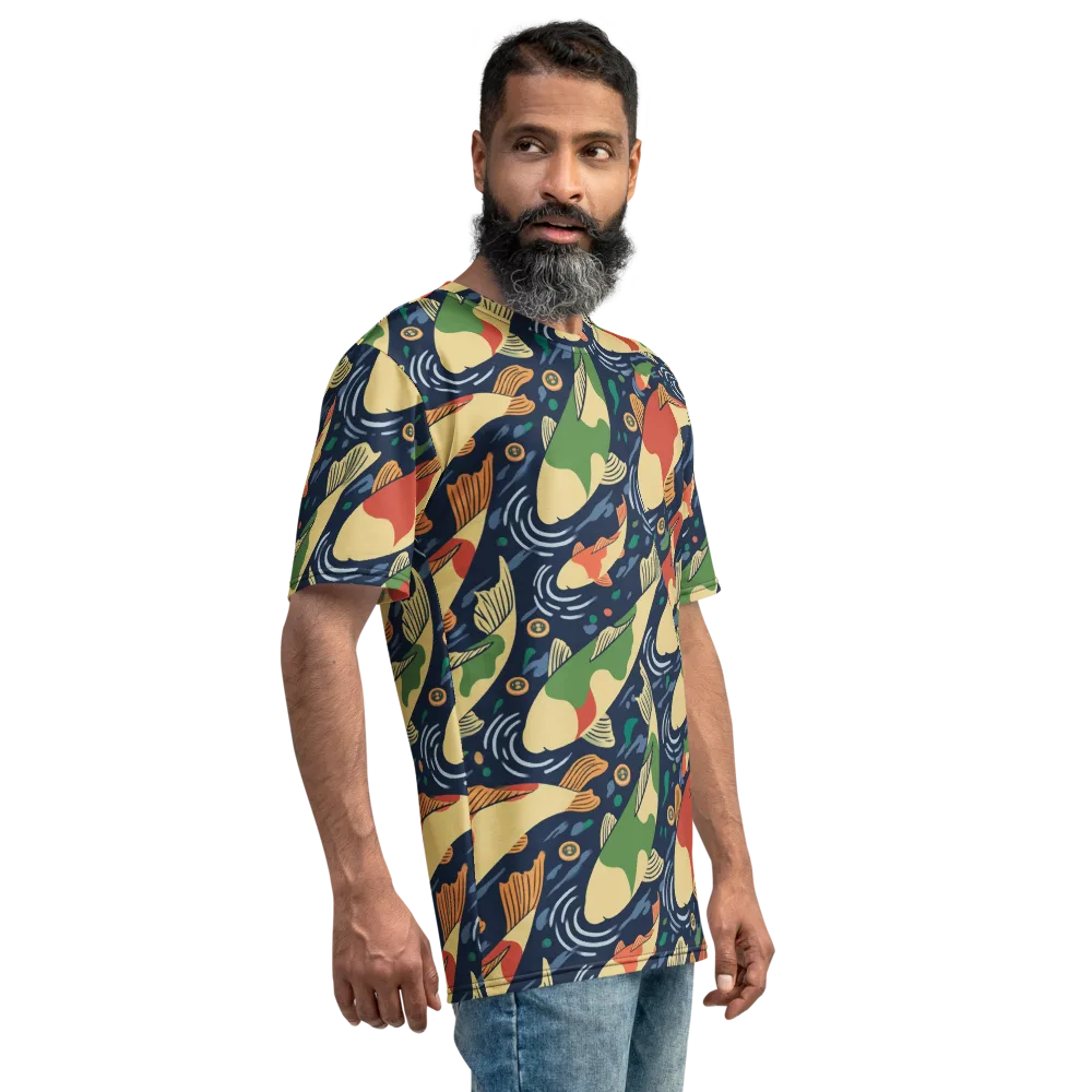 Carp in Motion on Men's Crew Neck T-Shirt — Right