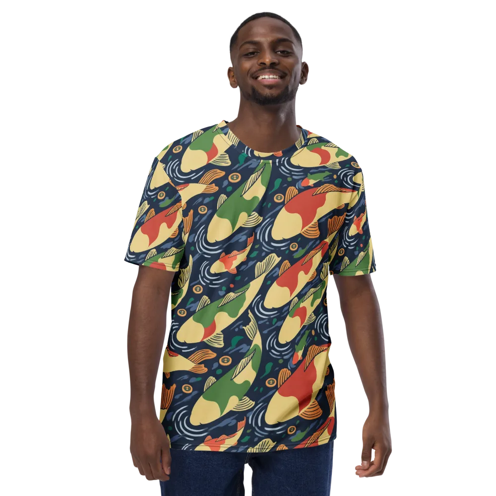 Carp in Motion on Men's Crew Neck T-Shirt — Front