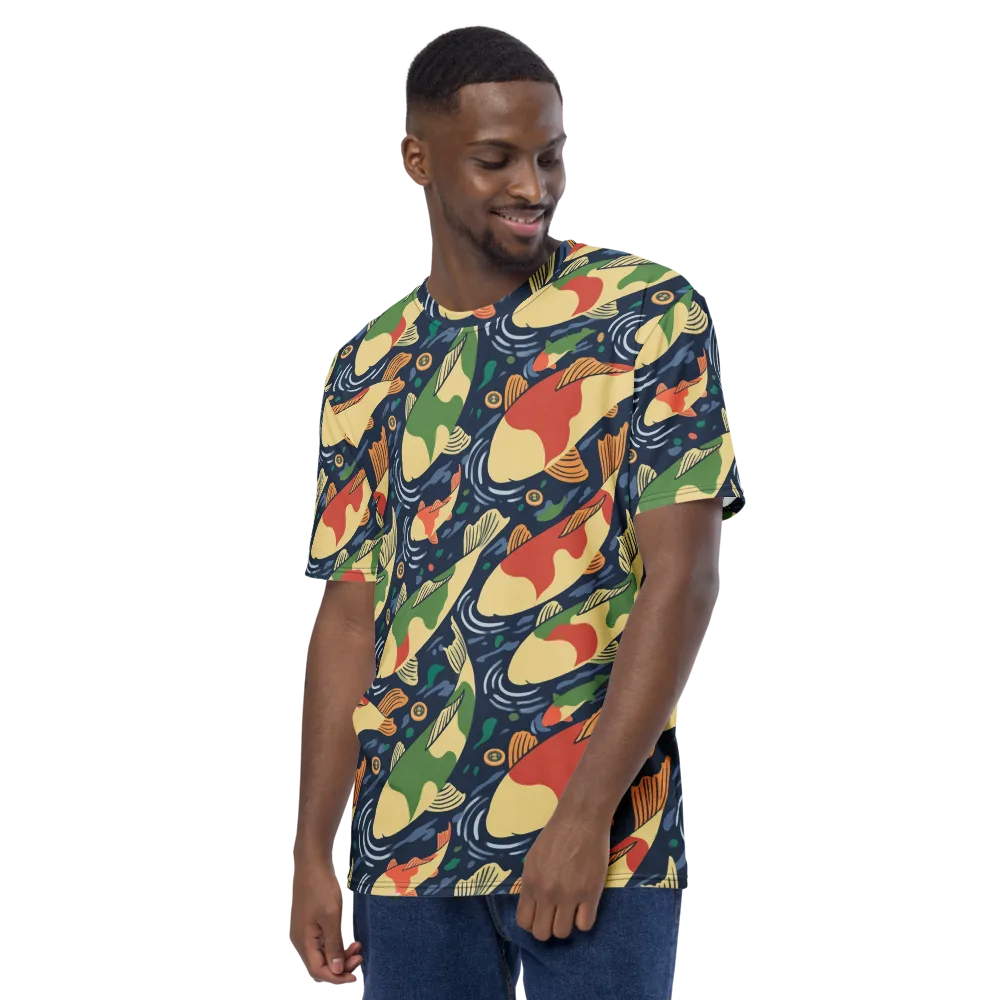 Carp in Motion on Men's Crew Neck T-Shirt — Left