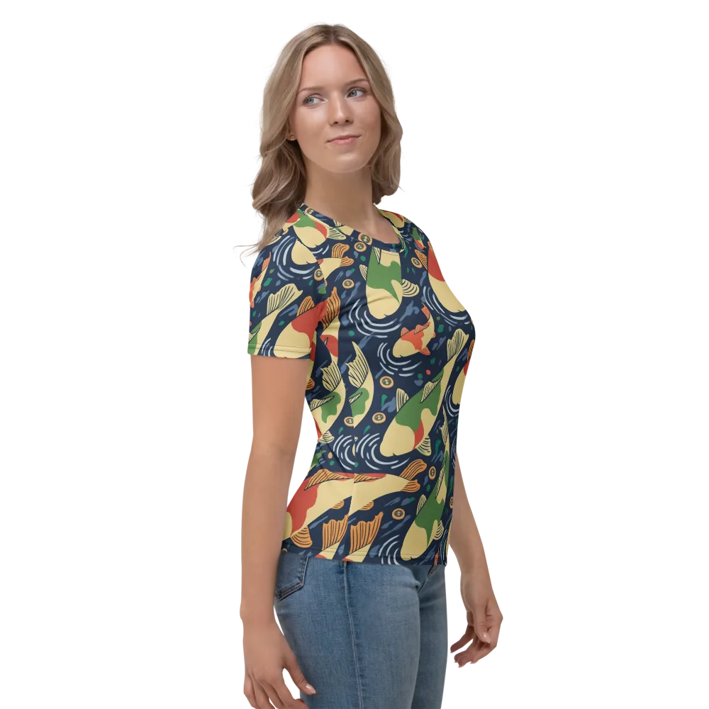 Carp in Motion on Women's Crew Neck T-Shirt — Right