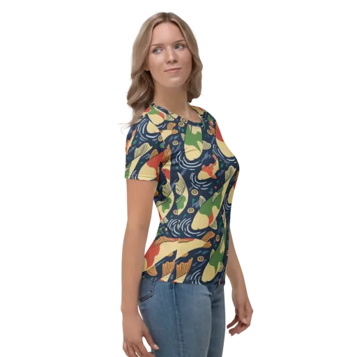 Carp in Motion on a Women's Crew Neck T-Shirt