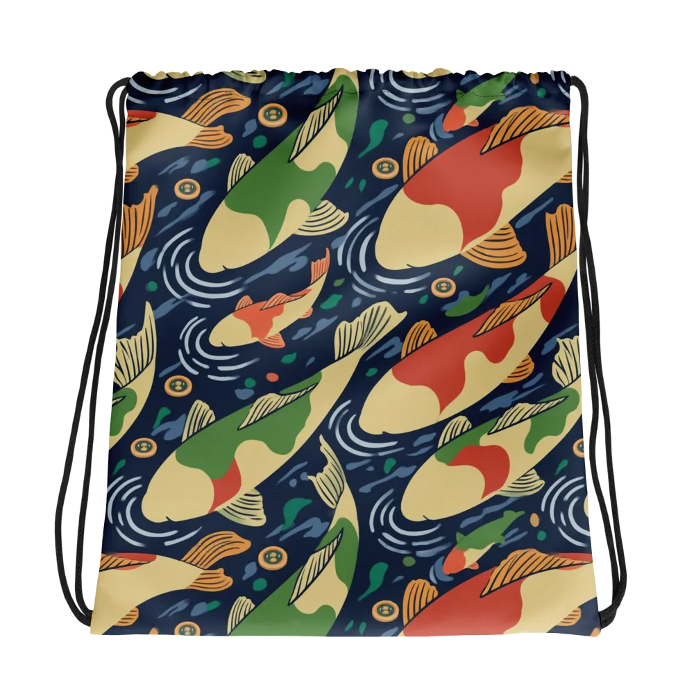 Carp in Motion on Drawstring Bag — Photo