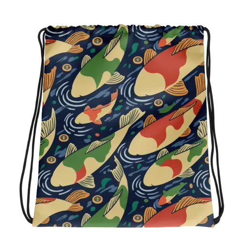 Carp in Motion on a Drawstring Bag