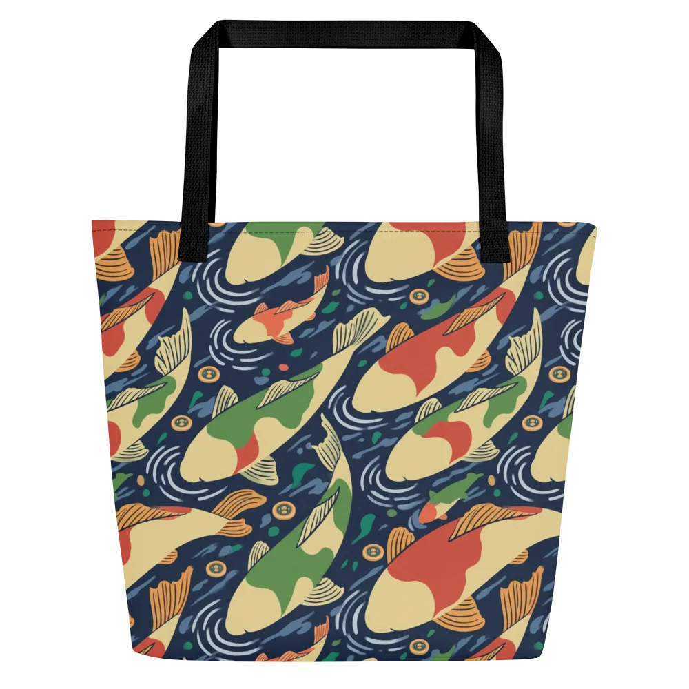 Carp in Motion on Large Tote Bag W/ Pocket — Front