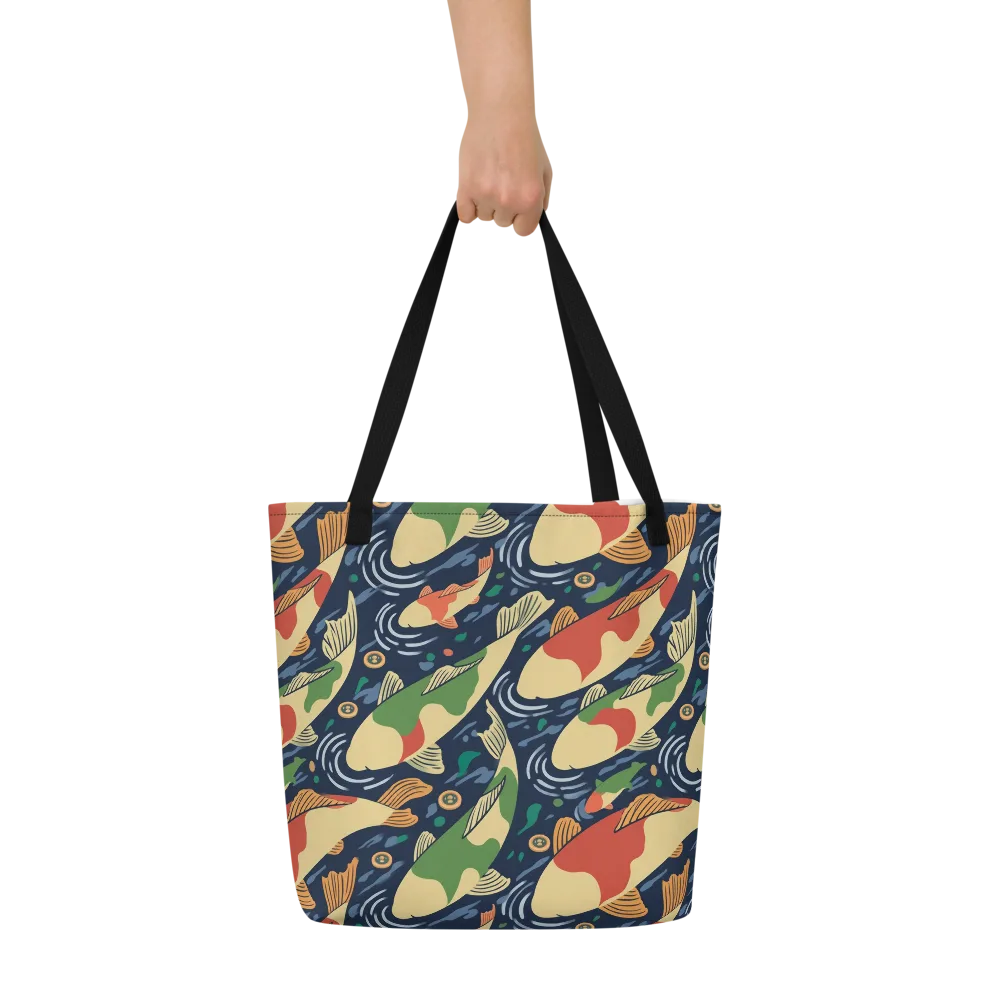 Carp in Motion on Large Tote Bag W/ Pocket — Front