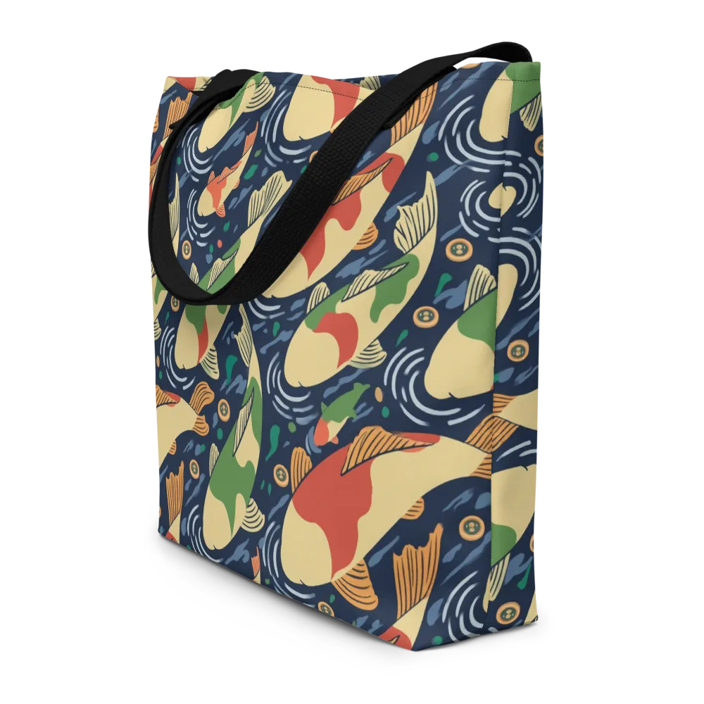 Carp in Motion on Large Tote Bag W/ Pocket — Front