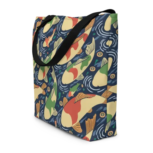 Carp in Motion on a Large Tote Bag W/ Pocket
