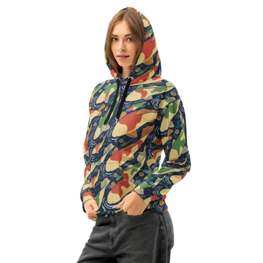 Carp in Motion on a Cotton Hoodie