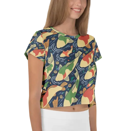 Carp in Motion on a Crop Tee