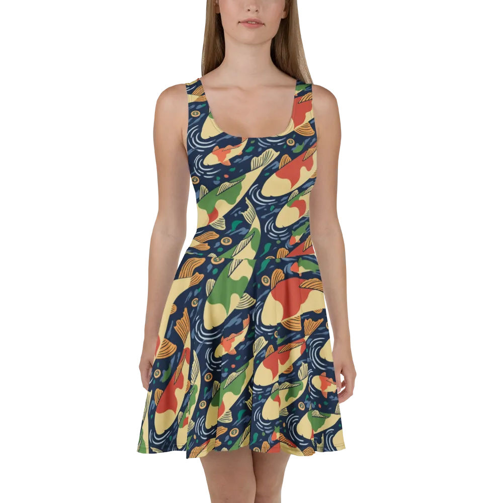 Carp in Motion on Skater Dress — Front