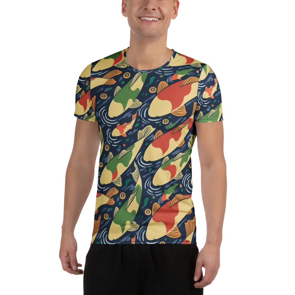 Carp in Motion on Men's Athletic T-Shirt — Front