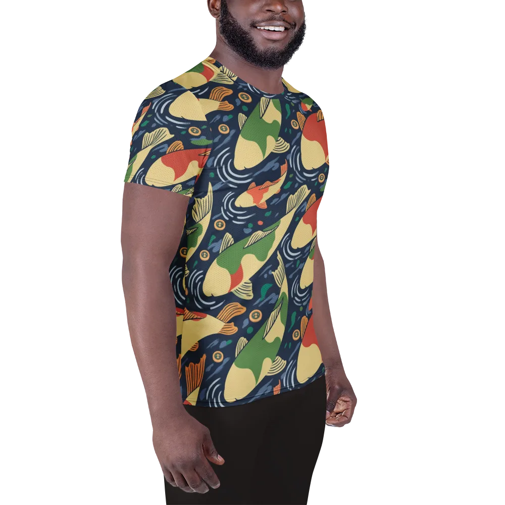 Carp in Motion on Men's Athletic T-Shirt — Right
