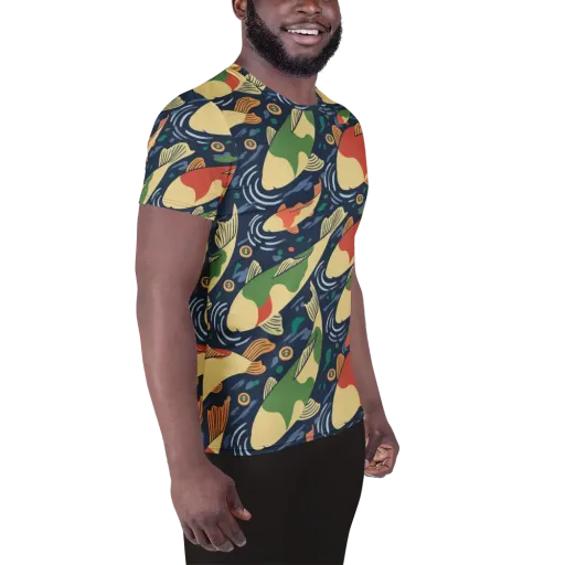 Carp in Motion on a Men's Athletic T-Shirt
