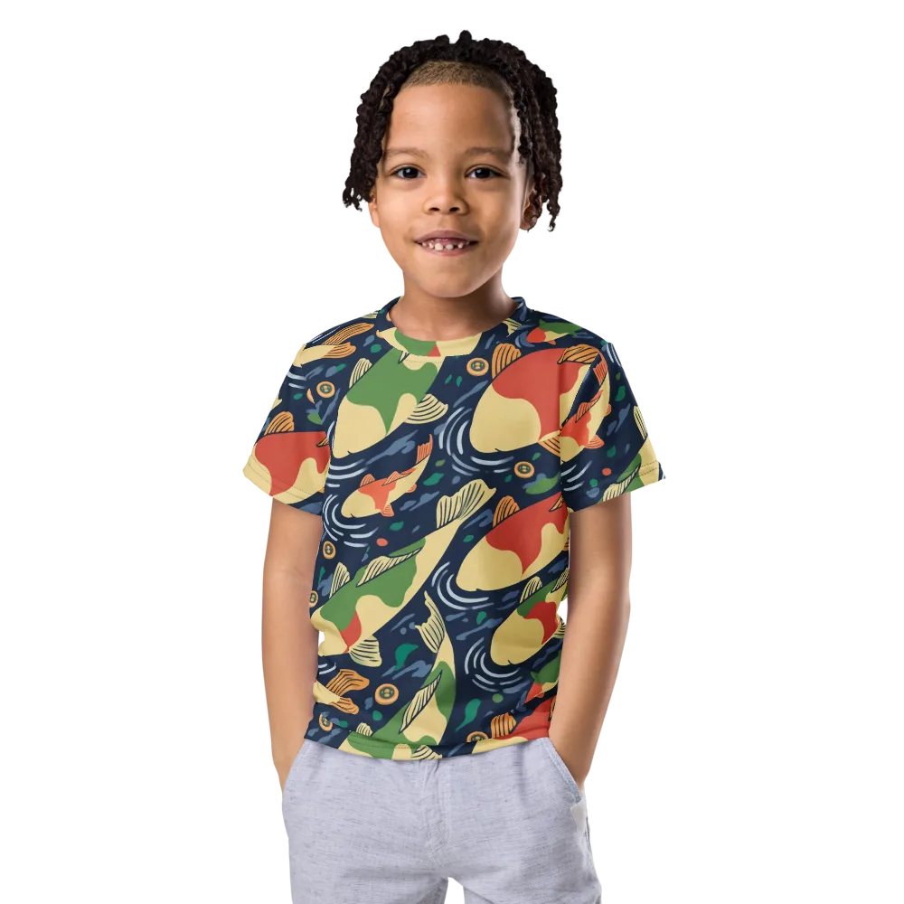 Carp in Motion on Kids Crew Neck T-Shirt — Front