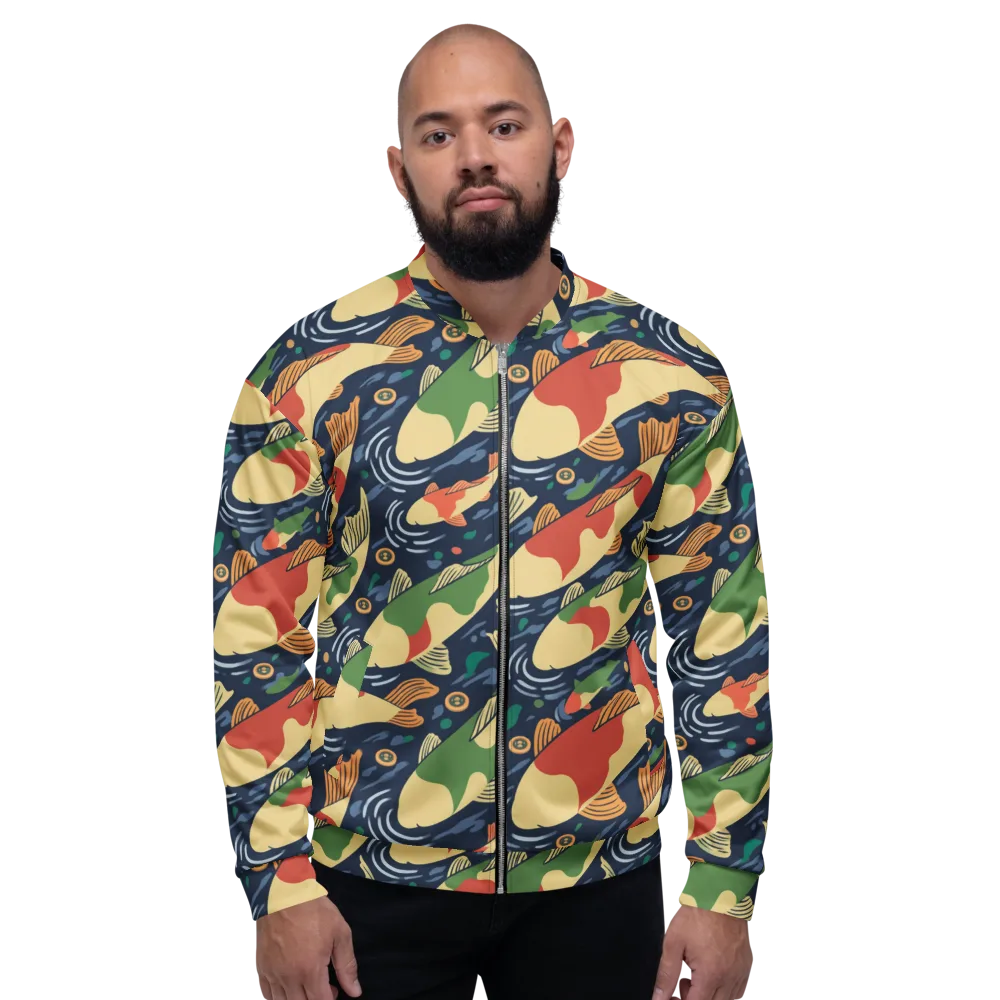 Carp in Motion on Bomber Jacket — Front