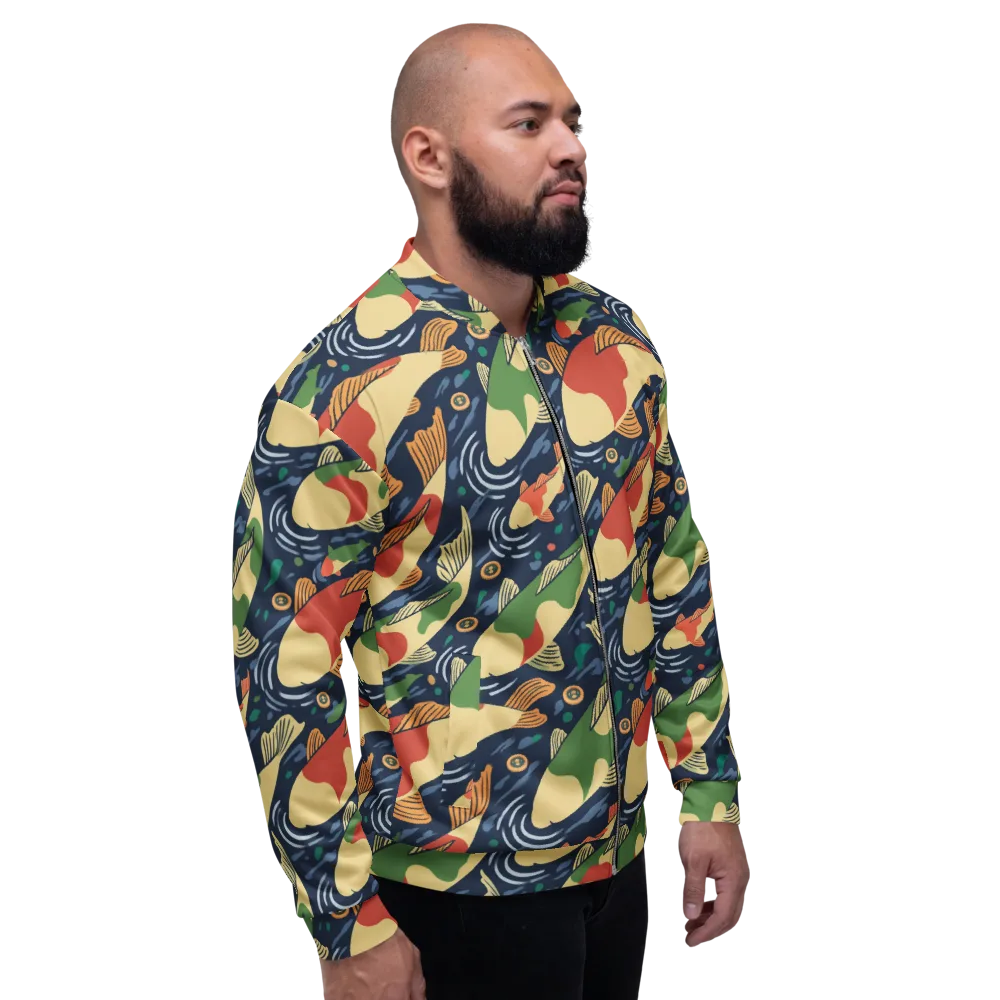 Carp in Motion on Bomber Jacket — Right