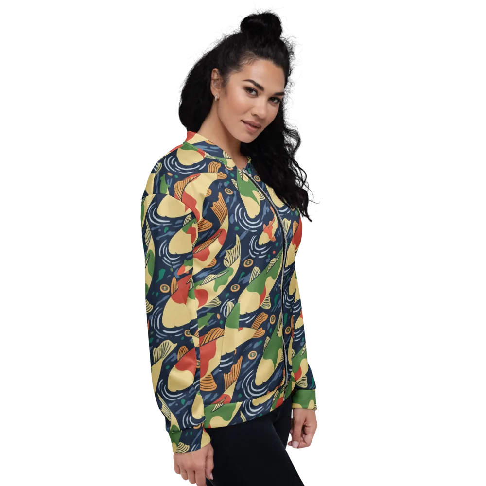 Carp in Motion on Bomber Jacket — Right