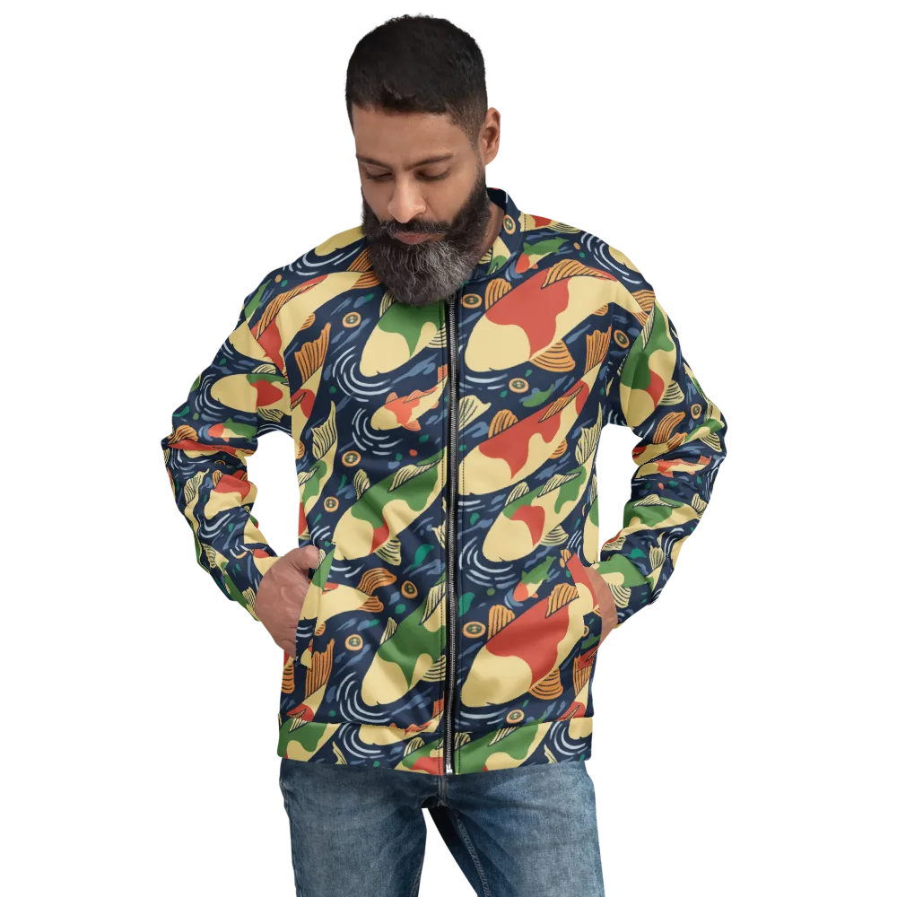 Carp in Motion on Bomber Jacket — Front