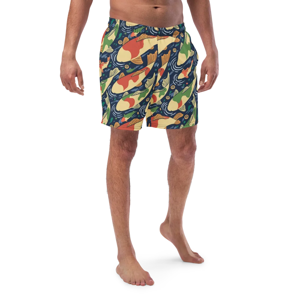 Carp in Motion on Swim Trunks — Front