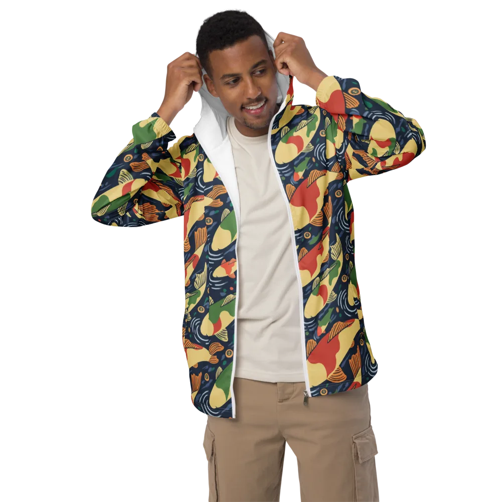 Carp in Motion on Men's Windbreaker — Front